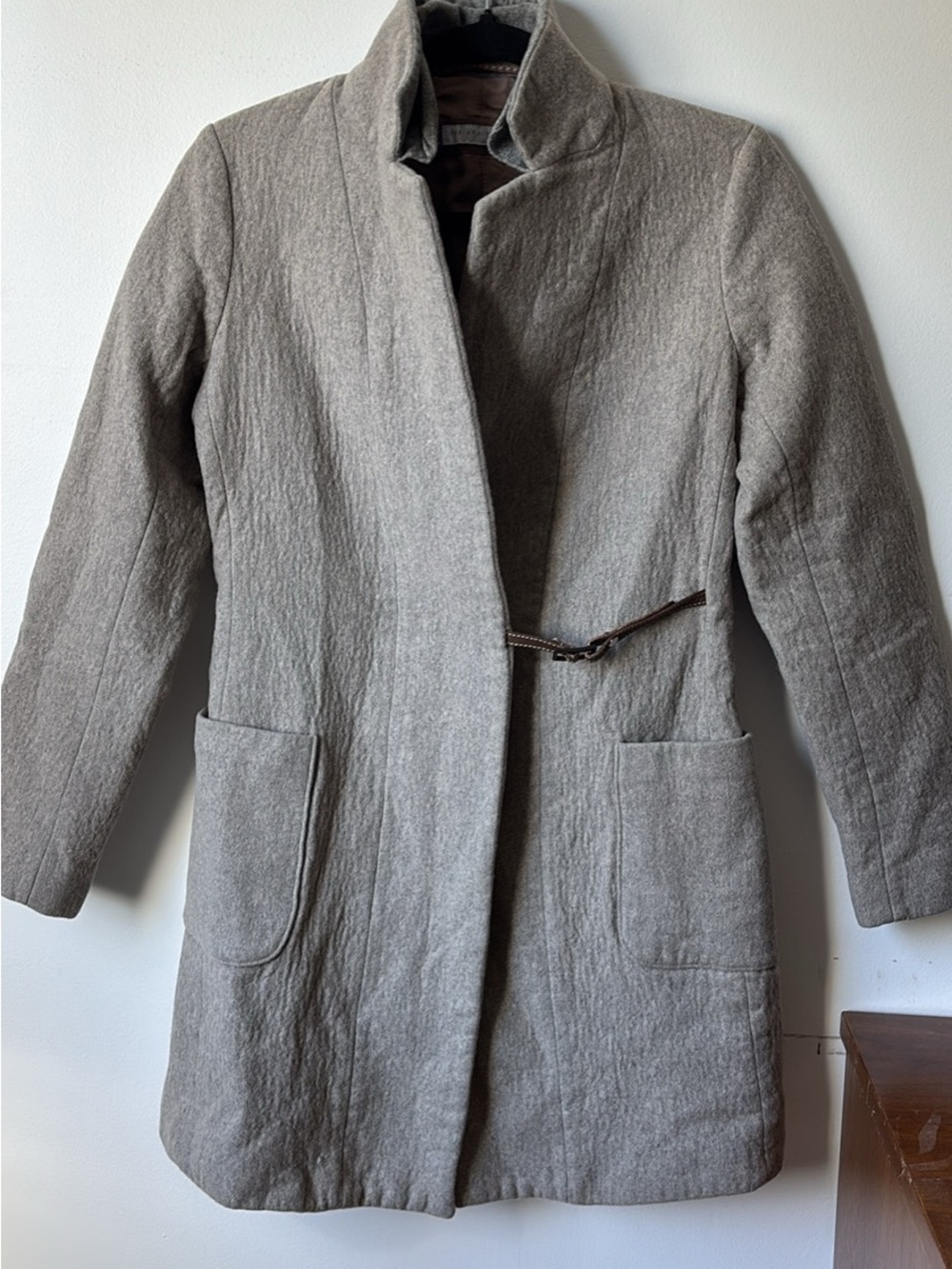 Fabiana Filippi Women's Taupe Wool and Cashmere Blend Stand-Collar Coat